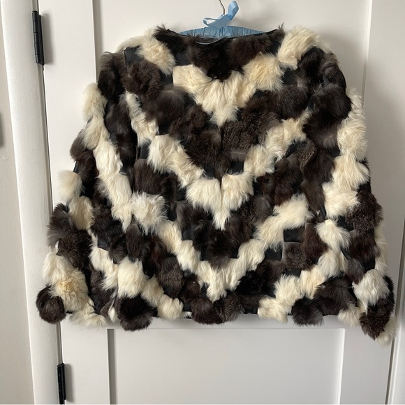 Vintage rabbit fur patchwork coat - size large, made in Korea - Picture 2 of 14